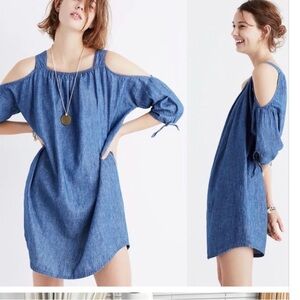 Madewell | Denim chambray cold shoulder dress